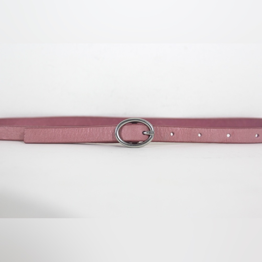 Super Skinny Bubblegum Pink Leather Belt with a Slight Metallic Finish